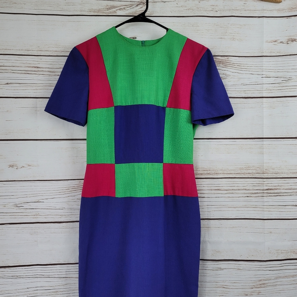 Leslie Lucks | Vintage 80s Colorblock Midi Dress - Picture 3 of 7